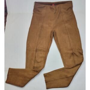Spanx Faux Suede Leggings Caramel Tan Slimming Control HIgh Waisted Size Large